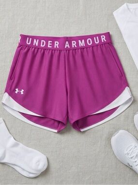 Under Armour Women's Magenta Running Shorts with White Trim EUC